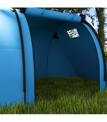 Outsunny 2 Room Camping Family Tent for 3-4 Man, 3000mm Waterproof, Sky Blue
