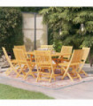 vidaXL 9 Piece Garden Dining Set Solid Teak Wood