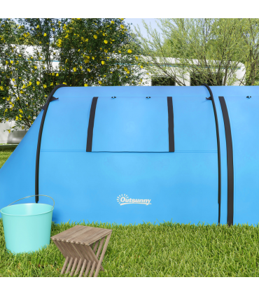 Outsunny 2 Room Camping Family Tent for 3-4 Man, 3000mm Waterproof, Sky Blue