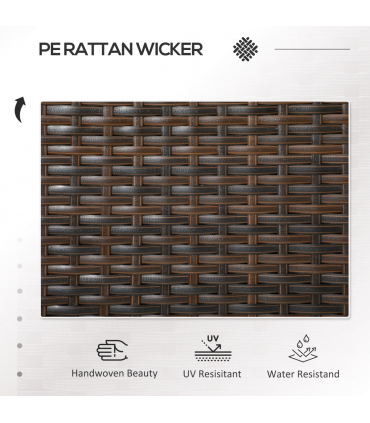 Outsunny 2 Seat Rattan Garden Bench with Padded Cushions, Brown/ Cream White