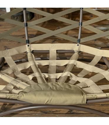 Outsunny 2 Seater Egg Chair Outdoor with Cushion, Cup Pockets - Khaki