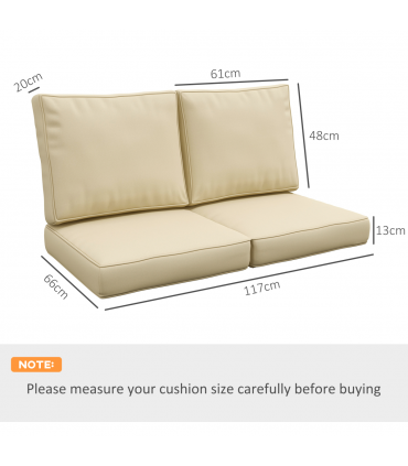 Outsunny 2 Seater Outdoor Seat Cushion with Back, for Garden, Beige