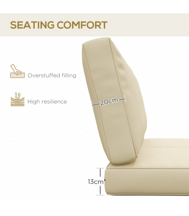 Outsunny 2 Seater Outdoor Seat Cushion with Back, for Garden, Beige