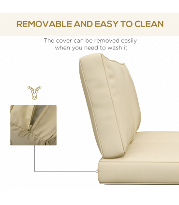 Outsunny 2 Seater Outdoor Seat Cushion with Back, for Garden, Beige