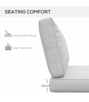 Outsunny 2 Seater Outdoor Seat Cushion with Back, for Garden, Light Grey