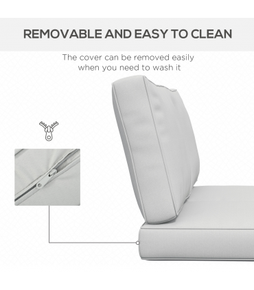 Outsunny 2 Seater Outdoor Seat Cushion with Back, for Garden, Light Grey