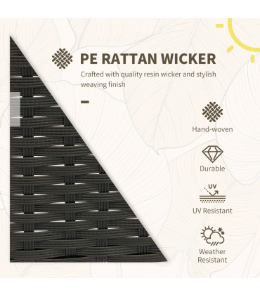 Outsunny 2 Seater Rattan Bistro Set, Steel-Black