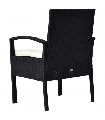 Outsunny 2 Seater Rattan Bistro Set, Steel-Black