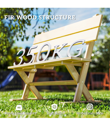 Outsunny 2 Seater Wooden Garden Bench Outdoor Loveseat with Back, Natural