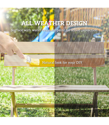 Outsunny 2 Seater Wooden Garden Bench Outdoor Loveseat with Back, Natural