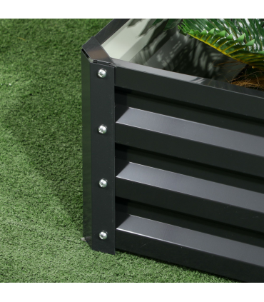 Outsunny 2 Tier Galvanised Raised Garden Bed Planter Box Open Bottom Dark Grey