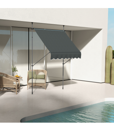Outsunny 2 x 1.2m Freestanding Retractable Awning, Non-Screw Garden Awning