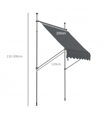 Outsunny 2 x 1.2m Freestanding Retractable Awning, Non-Screw Garden Awning