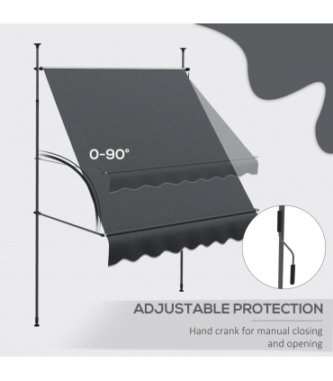 Outsunny 2 x 1.2m Freestanding Retractable Awning, Non-Screw Garden Awning
