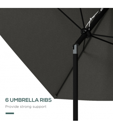 Outsunny 2 x 3(m) Garden Parasol Rectangular Market Umbrella w/ Crank Dark Grey