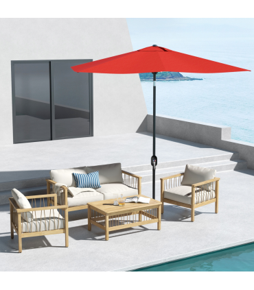 Outsunny 2 x 3(m) Garden Parasol Rectangular Market Umbrella w/ Wine Red