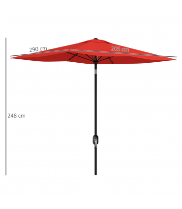 Outsunny 2 x 3(m) Garden Parasol Rectangular Market Umbrella w/ Wine Red