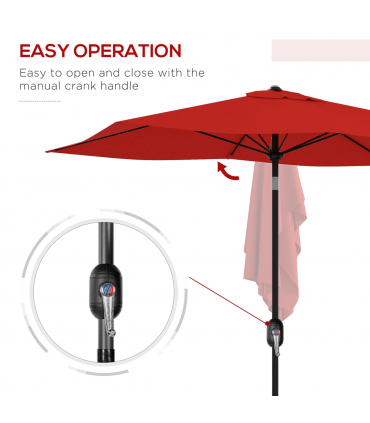 Outsunny 2 x 3(m) Garden Parasol Rectangular Market Umbrella w/ Wine Red