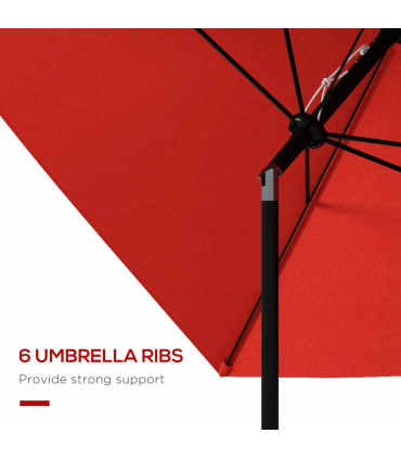 Outsunny 2 x 3(m) Garden Parasol Rectangular Market Umbrella w/ Wine Red