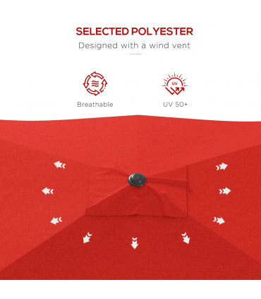 Outsunny 2 x 3(m) Garden Parasol Rectangular Market Umbrella w/ Wine Red