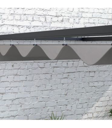 Outsunny 2 x 3(m) Wall Mounted Pergola with Retractable Sun Shade Canopy