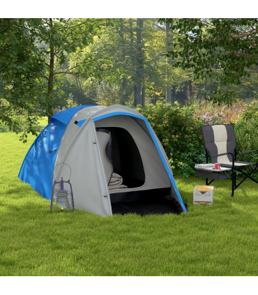 Outsunny 2-3 Man Camping Tent with Living Area, 2000mm Waterproof, Blue