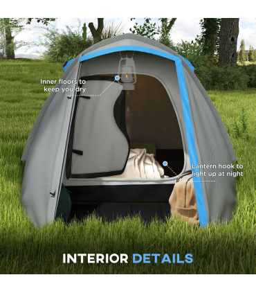 Outsunny 2-3 Man Camping Tent with Living Area, 2000mm Waterproof, Blue