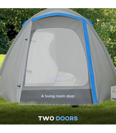 Outsunny 2-3 Man Camping Tent with Living Area, 2000mm Waterproof, Blue