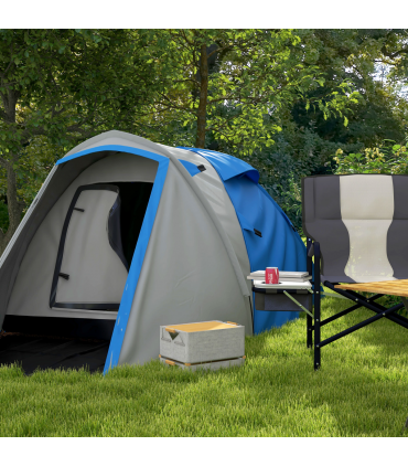 Outsunny 2-3 Man Camping Tent with Living Area, 2000mm Waterproof, Blue