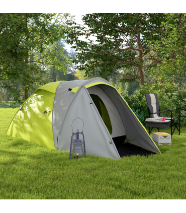 Outsunny 2-3 Man Camping Tent with Living Area, 2000mm Waterproof, Yellow