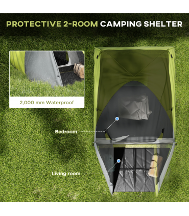 Outsunny 2-3 Man Camping Tent with Living Area, 2000mm Waterproof, Yellow