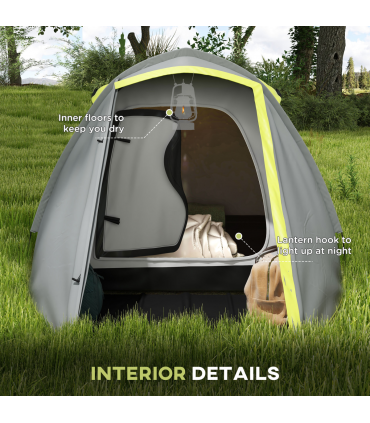 Outsunny 2-3 Man Camping Tent with Living Area, 2000mm Waterproof, Yellow