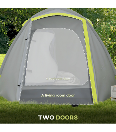 Outsunny 2-3 Man Camping Tent with Living Area, 2000mm Waterproof, Yellow