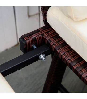 Outsunny 2-Seater 2-in-1 Rattan Convertible Sofa Daybed Brown