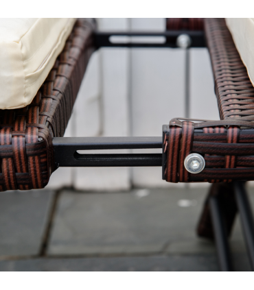 Outsunny 2-Seater 2-in-1 Rattan Convertible Sofa Daybed Brown