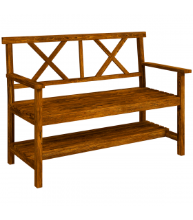 Outsunny 2-Seater Garden Bench Wooden Outdoor Bench w/ Storage Shelf Carbonized