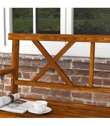 Outsunny 2-Seater Garden Bench Wooden Outdoor Bench w/ Storage Shelf Carbonized