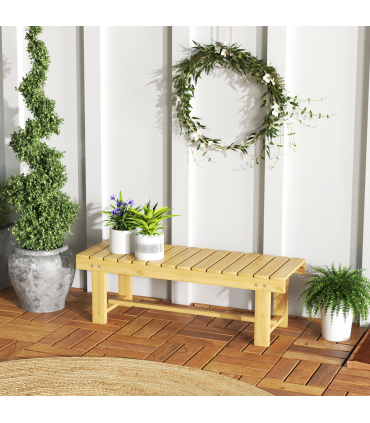 Outsunny 2-Seater Outdoor Garden Fir Wood Patio Bench