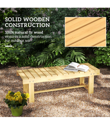 Outsunny 2-Seater Outdoor Garden Fir Wood Patio Bench