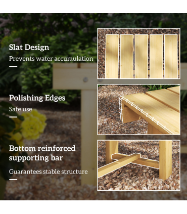 Outsunny 2-Seater Outdoor Garden Fir Wood Patio Bench