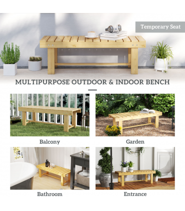 Outsunny 2-Seater Outdoor Garden Fir Wood Patio Bench