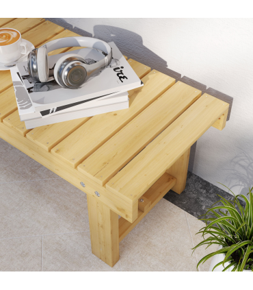 Outsunny 2-Seater Outdoor Garden Fir Wood Patio Bench