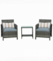 Outsunny 2-Seater PE Rattan Side Table & Armchair Set w/ Pillows Grey