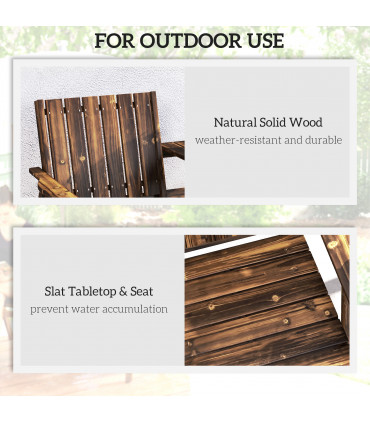 Outsunny 2-Seater Wooden Garden Bench with Armrest, Carbonised Finish