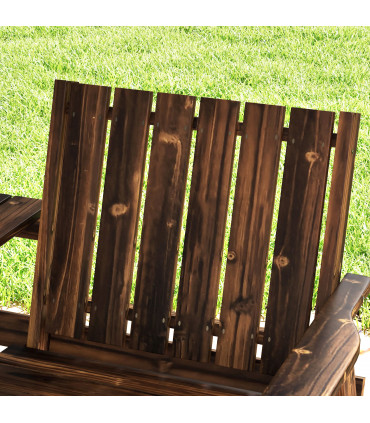 Outsunny 2-Seater Wooden Garden Bench with Armrest, Carbonised Finish
