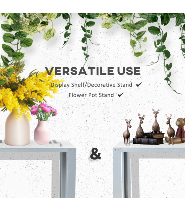 Outsunny 2-Tier Plant Stand Storage Organizer Steel Display Shelf for Patio