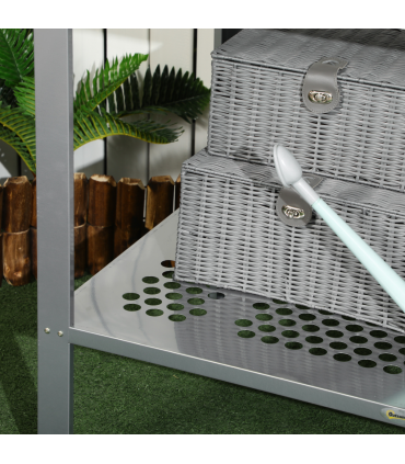 Outsunny 2-Tier Plant Stand Storage Organizer Steel Display Shelf for Patio