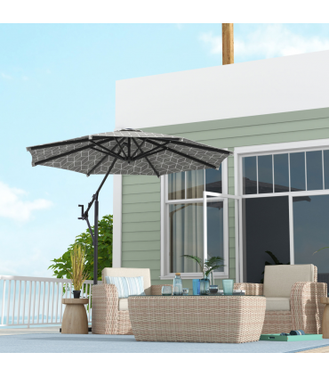 Outsunny 2-in-1 Cantilever Parasol and Market Parasol with 360� Rotation