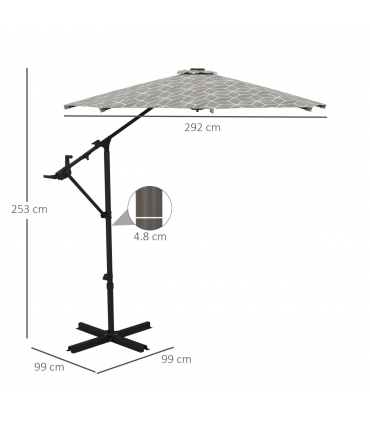 Outsunny 2-in-1 Cantilever Parasol and Market Parasol with 360� Rotation