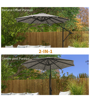 Outsunny 2-in-1 Cantilever Parasol and Market Parasol with 360� Rotation